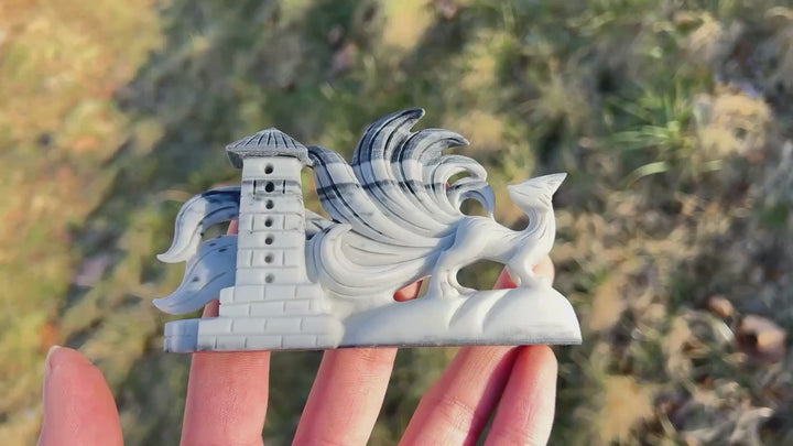 Natural Crystal TaiJi Stone Nine-Tailed Fox Pagoda