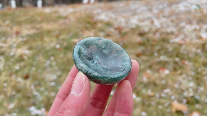 Natural Crystal Moss Agate Small Bowl