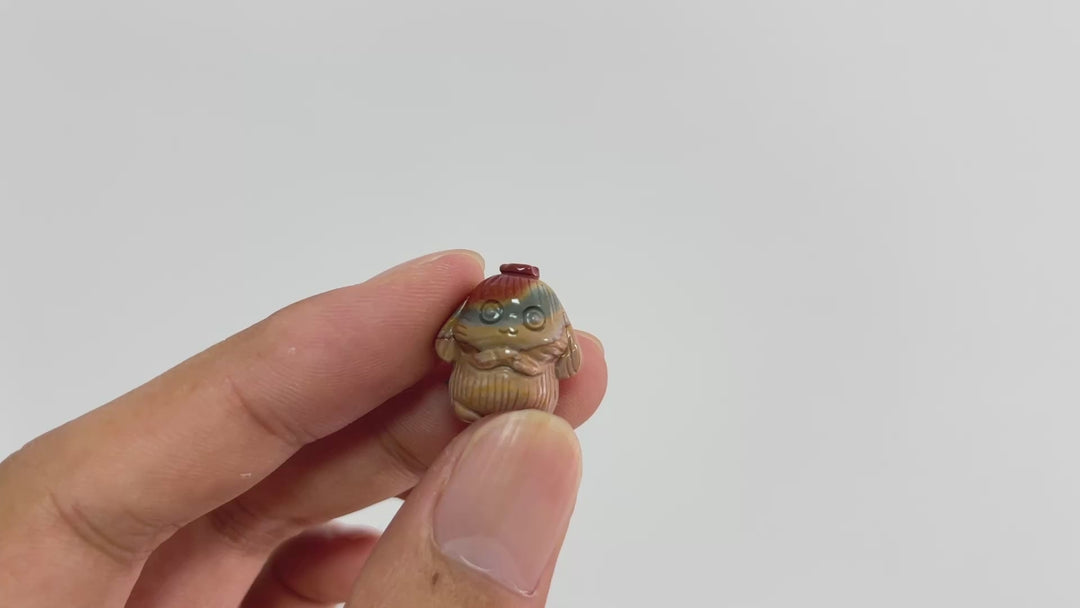 Natural Crystal Carving Alashan Agate Little Flower Rabbit
