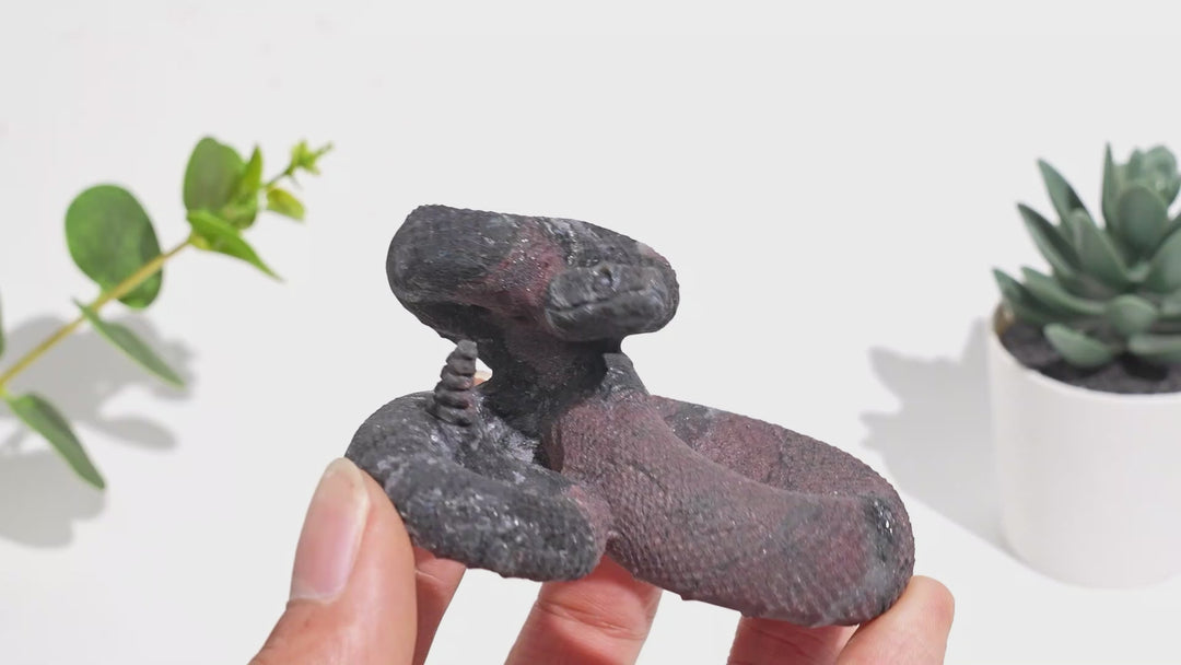 Natural Garnet With Arfvedsonite Carved Snake