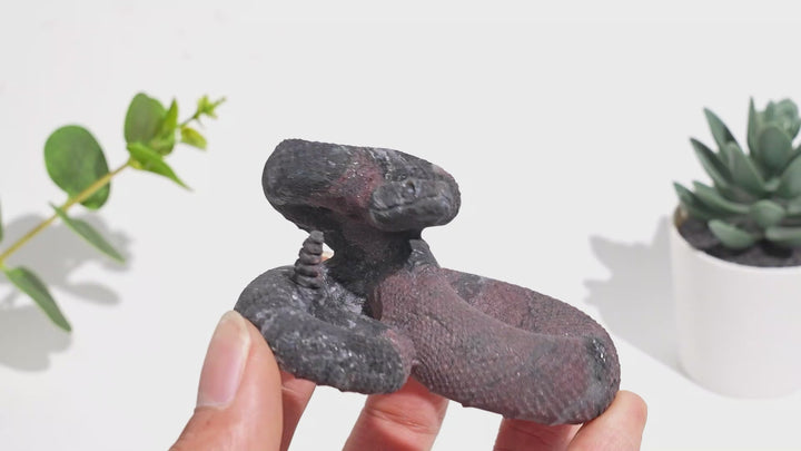 Natural Garnet With Arfvedsonite Carved Snake