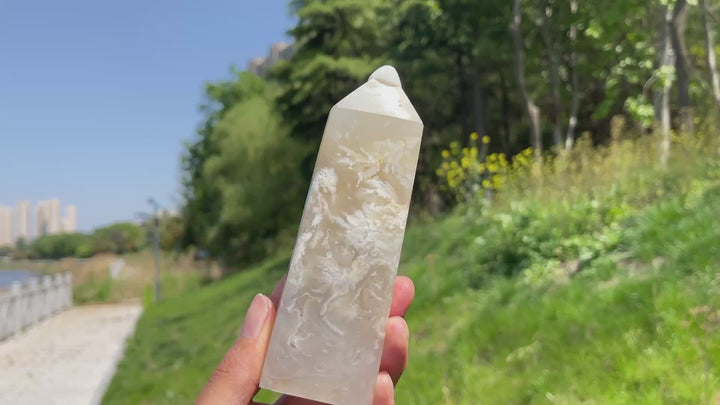 Unique,Natural Feather Agate Crystal Point