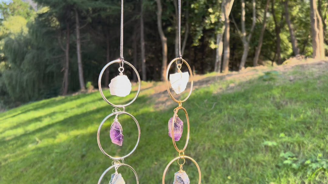 7 Chakra Raw Stone Suncatcher