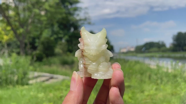 Natural Crystal Skull Dragon Carving