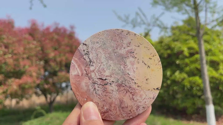 Natural Crystal Picture Jasper Round Slice