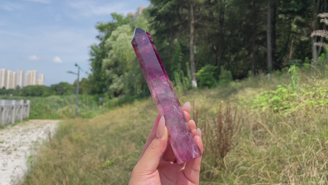 Natural Crystal Purple Fluorite Point