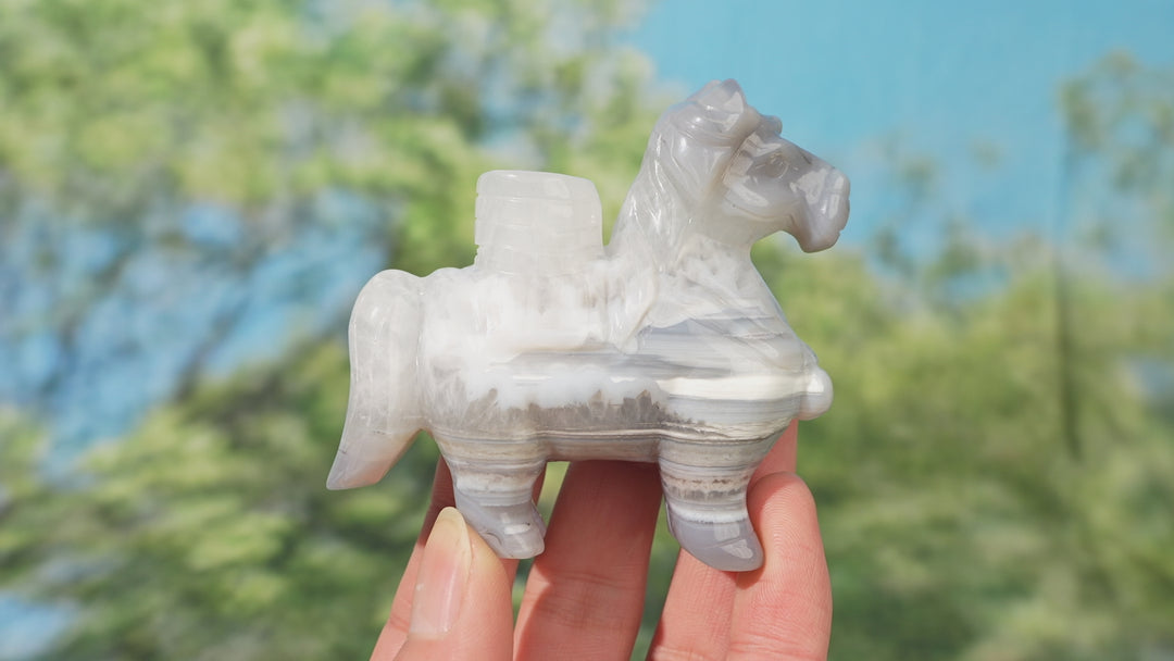 Unique,Natural Carving Agate Horse