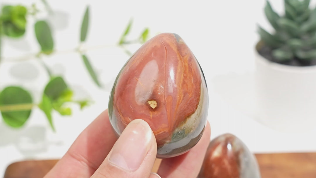 Natural Crystal Polychrome Jasper Egg