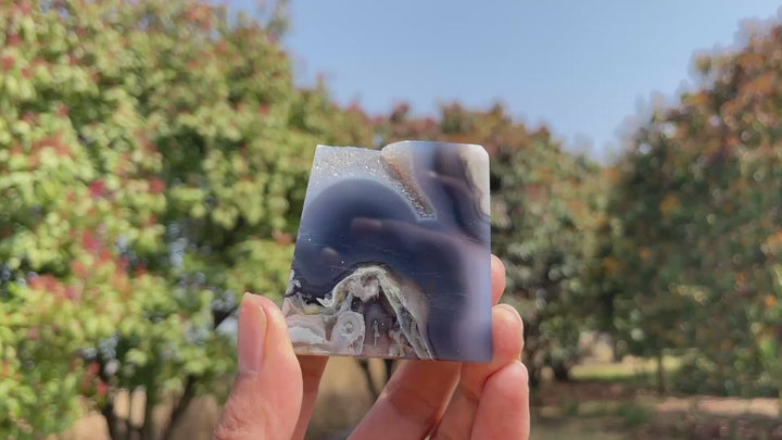 Unique,Natural Crystal Black Flower Agate Freeform