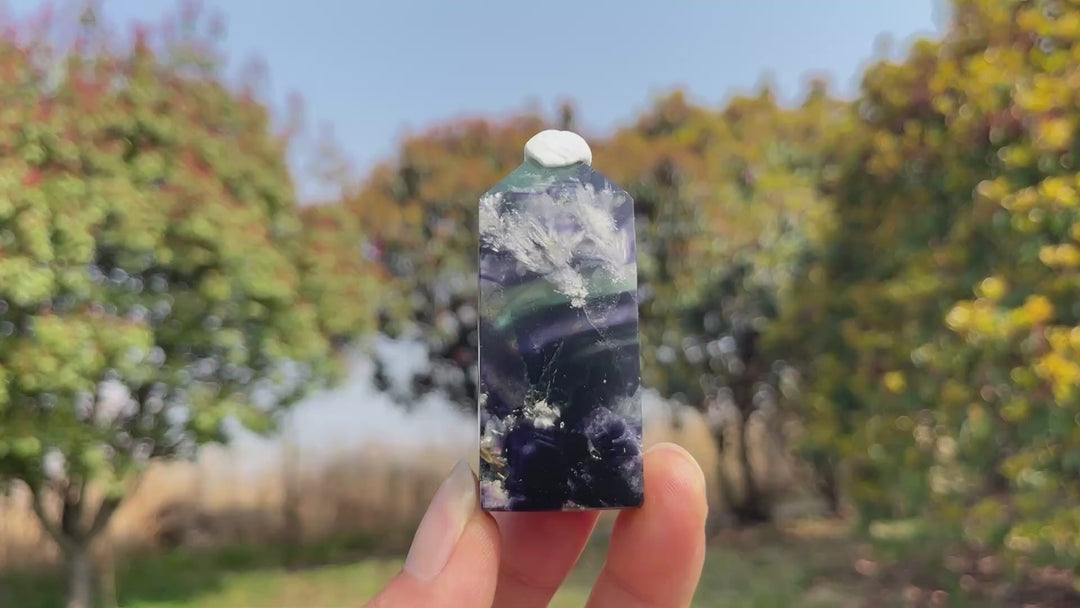 Natural Crystal Feather Fluorite Point
