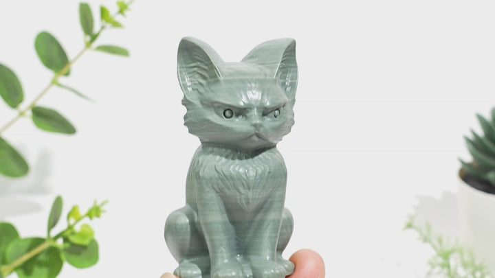 Natural Crystal Moody Sitting Cat Carving