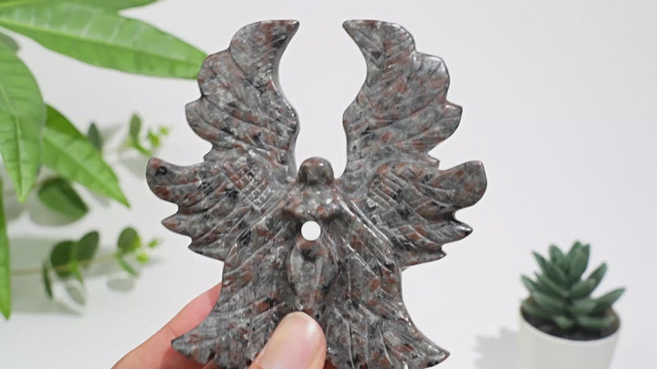 Unique,A Slightly Imperfect Natural Crystal Yooperlite Six-Wing Angel Carving