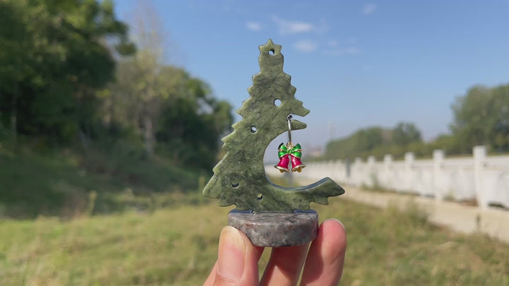 Natural Crystal Serpentine Christmas Tree With Bell