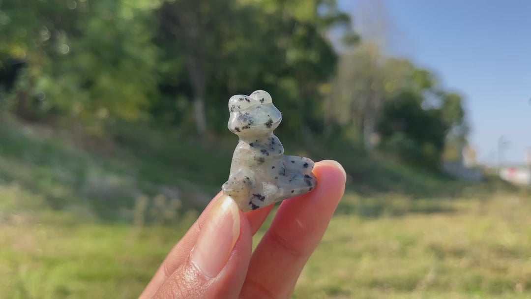 Natural Crystal Carving Cute Yoga Frog
