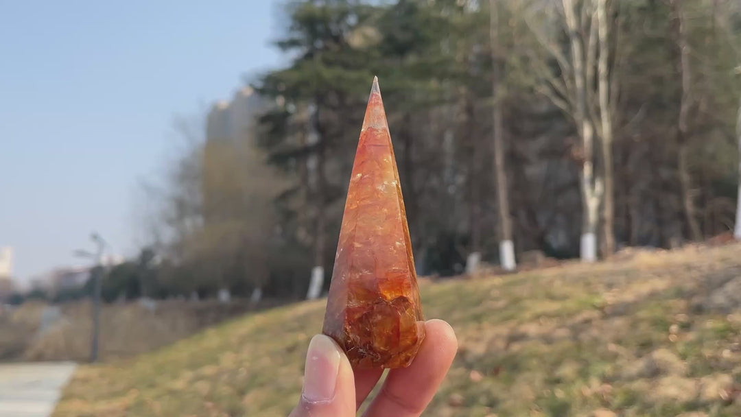 Unique,Natural Crystal Golden Healer Diamond Tower