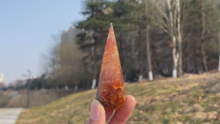 Unique,Natural Crystal Golden Healer Diamond Tower