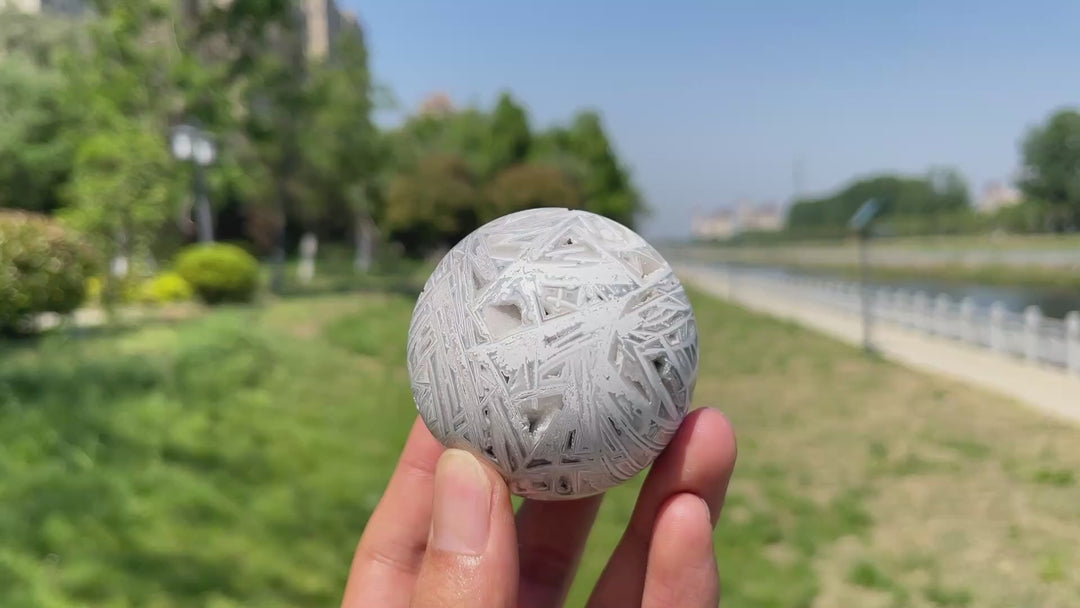 A Slightly Imperfect Natural Crystal White Mexican Agate Sphere