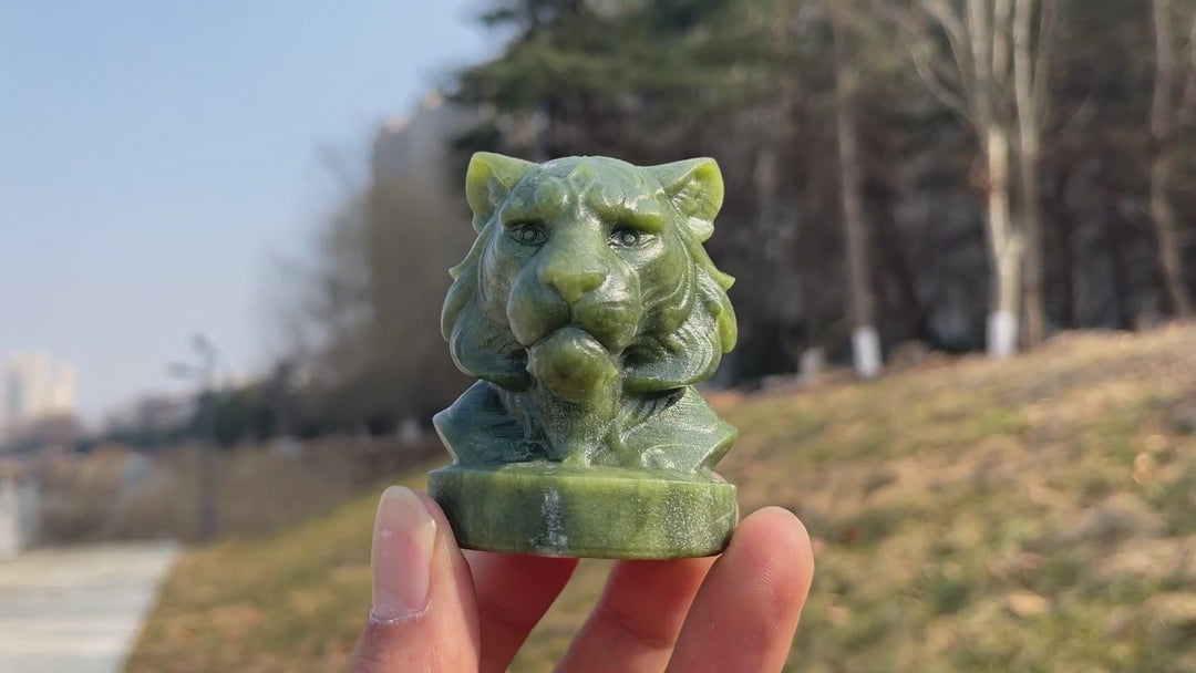 Natural Crystal Carving Majestic Tiger Head