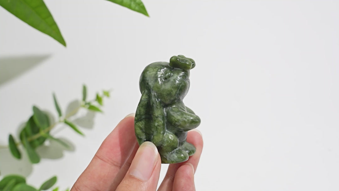 Natural Crystal Bunny Playing With Butterfly Carving