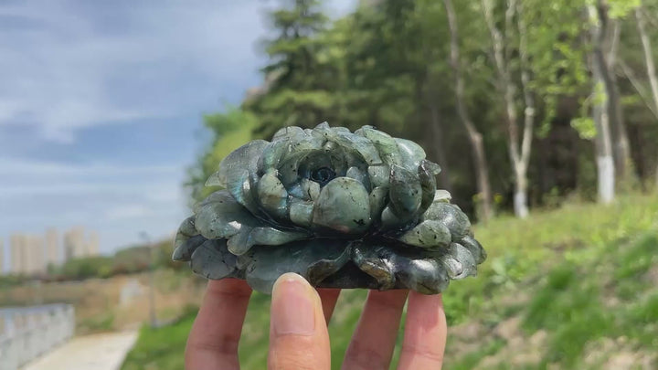 Unique,Natural Crystal Peony Flower Carving