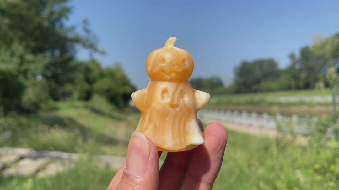 Natural Crystal Yellow Calcite Ghost Pumpkin