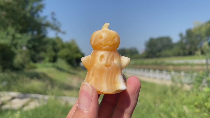 Natural Crystal Yellow Calcite Ghost Pumpkin