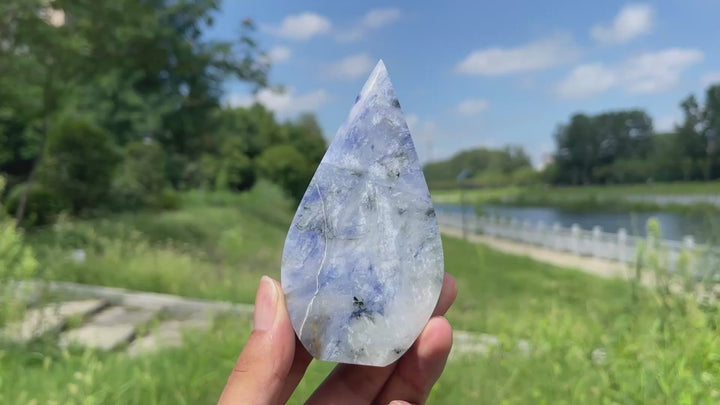Natural Crystal Blue And White Porcelain Sodalite Teardrop