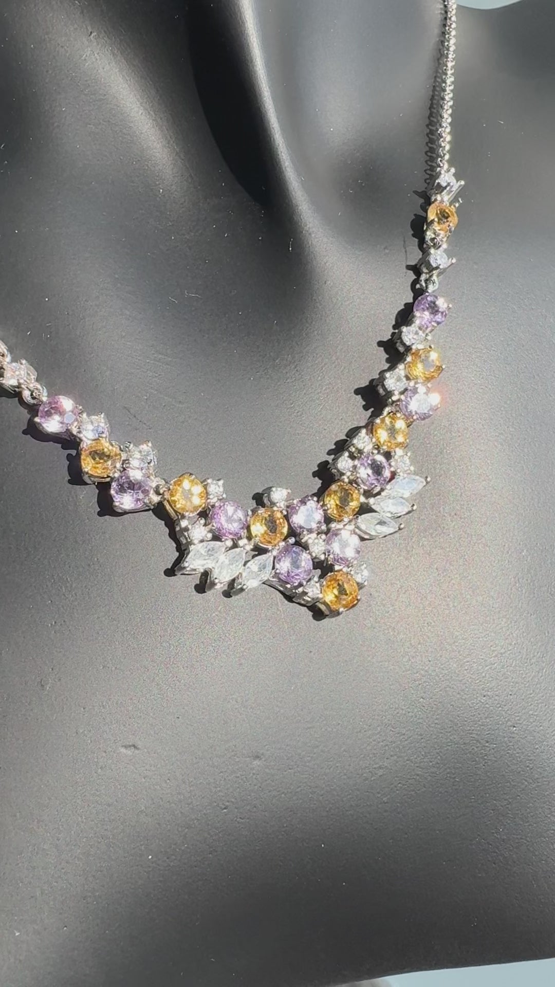 Luxury Citrine And Amethyst Necklace, S925