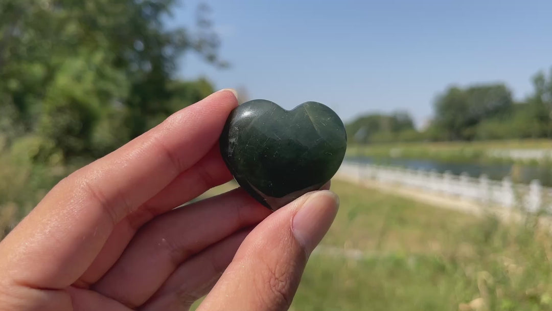 Natural Crystal Actinolite In Clear Quartz Heart