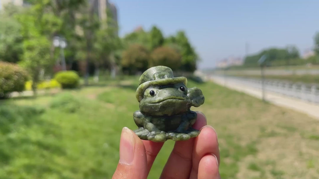 Natural Serpentine Flower-Frog Carving