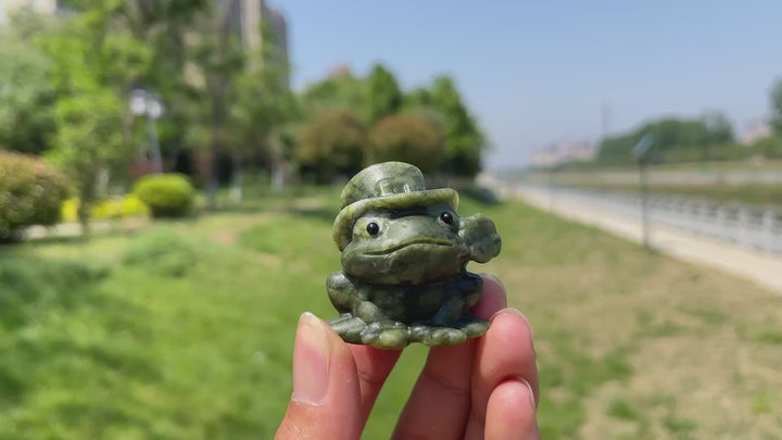 Natural Serpentine Flower-Frog Carving