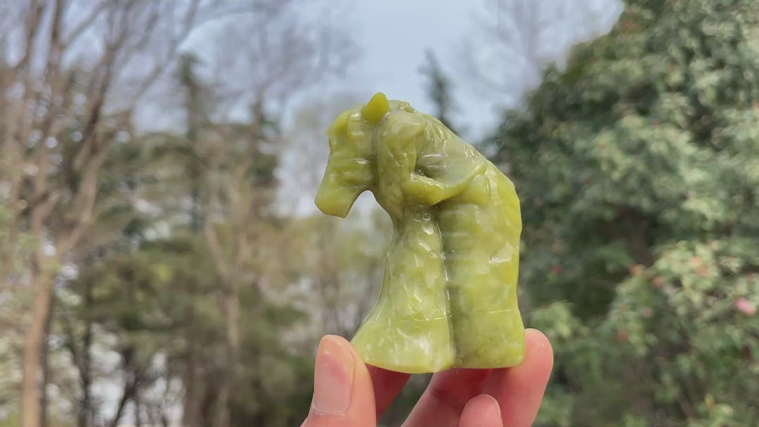 Natural Crystal Carved Girl & Horse