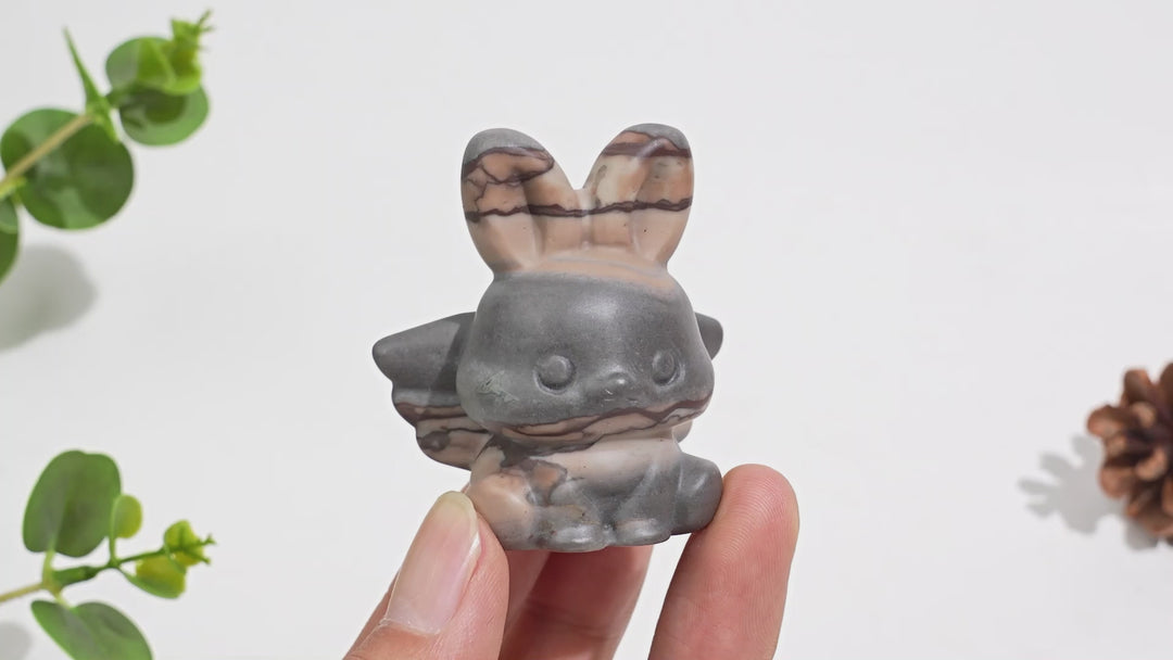 Natural Crystal Carving Cute Angel Bunny
