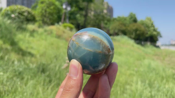Natural Crystal Ethereal Lemurian Aquatine Calcite Sphere