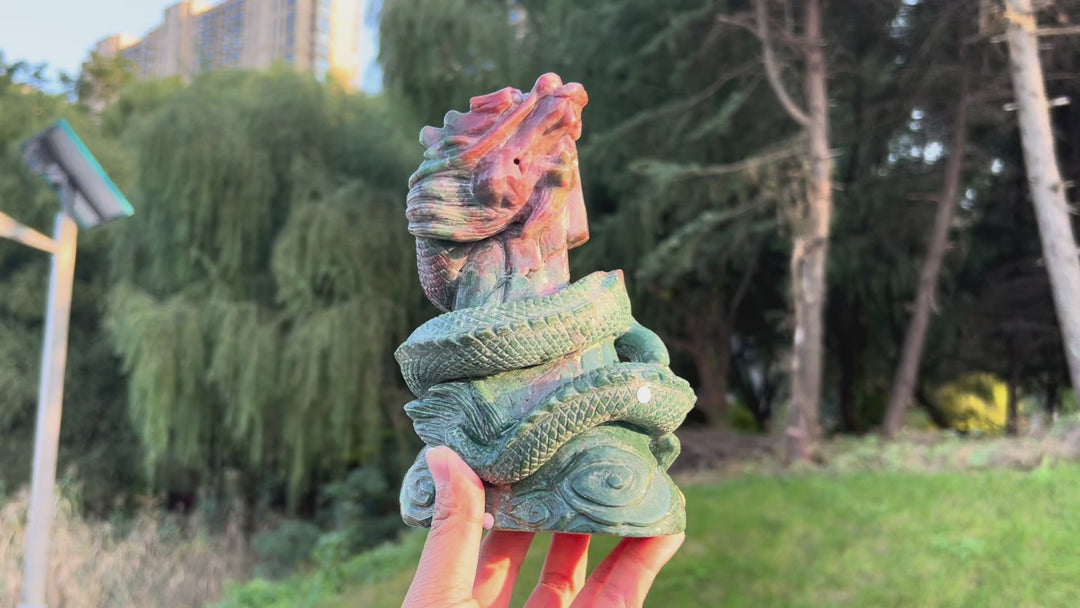 Unique Ocean Jasper Dragon Carving