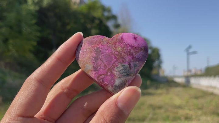 Natural Crystal Cobalt Calcite Heart
