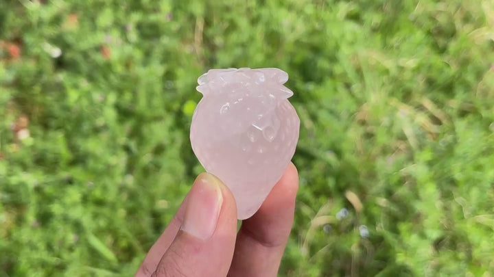 Natural Carving Rose Quartz Strawberry