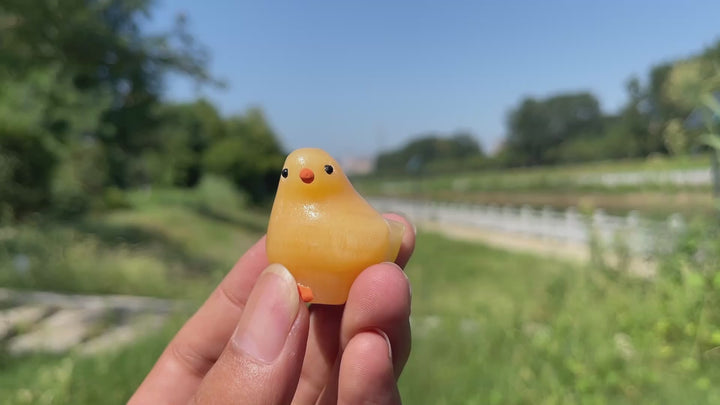 Natural Crystal Carving Yellow Calcite Chick