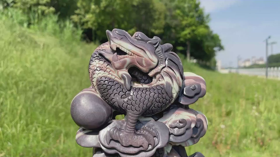 Unique,A Slightly Imperfect Natural Sericite Phyllite Chinese Dragon Carving