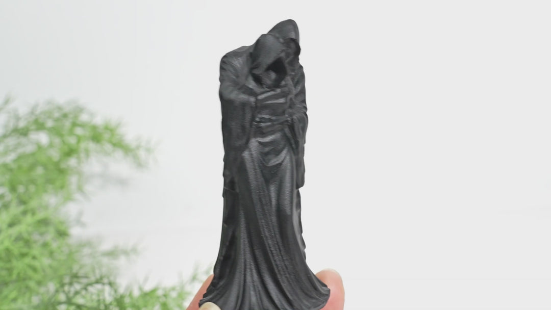 Natural Black Obsidian Witch Couple Carving