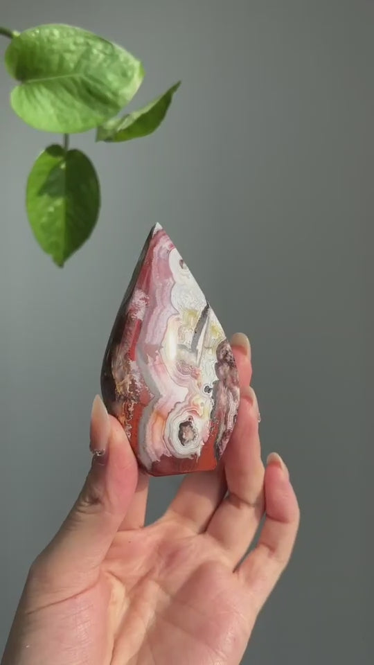 Unique, Mexican Crazy Lace Agate Teardrop