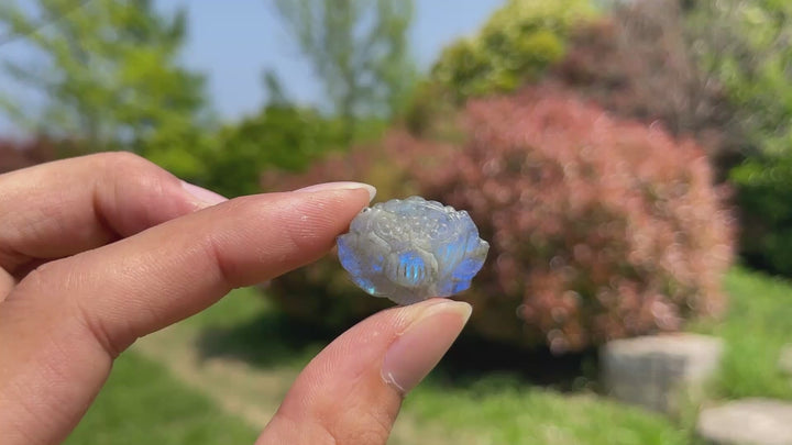 Natural Crystal Labradorite Lotus Carving