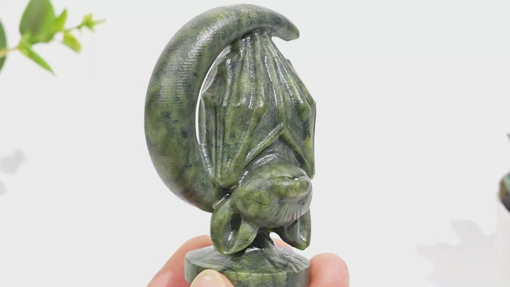 Natural Crystal Carving Moon Bat