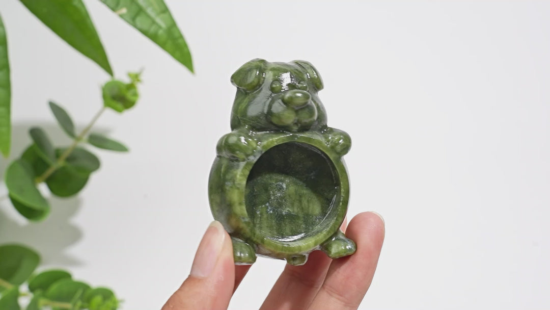 Natural Crystal Dog Shaped Bowl Carving