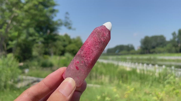 Natural Crystal Vivid Rhodonite In Quartz Point