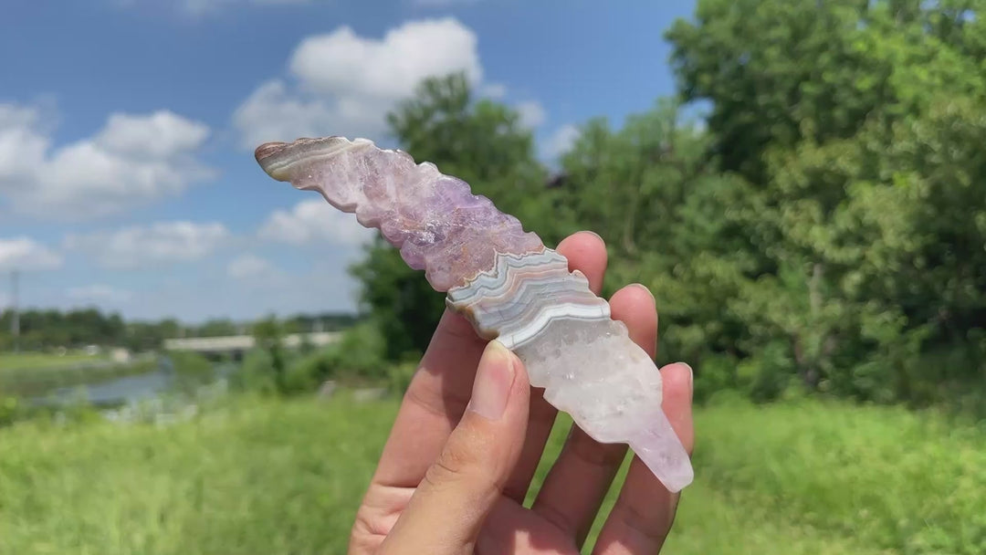 A Slightly Imperfect Natural Carving Amethyst Agate Feather