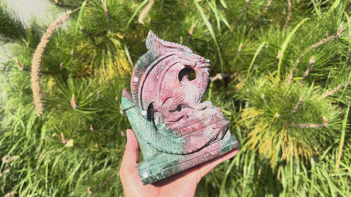 Unique Ocean Jasper Dragon Sculpture
