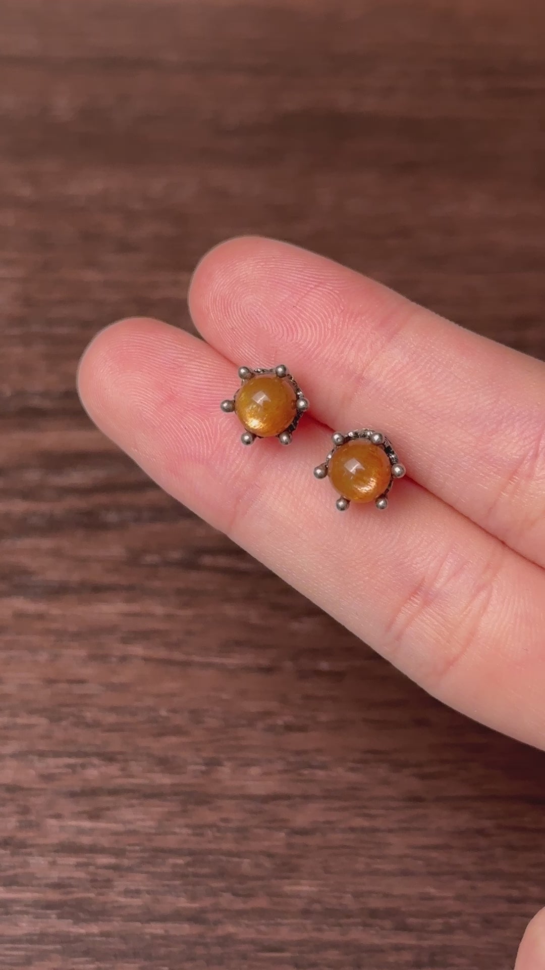 Golden Moonstone with Sunstone Stud Earrings