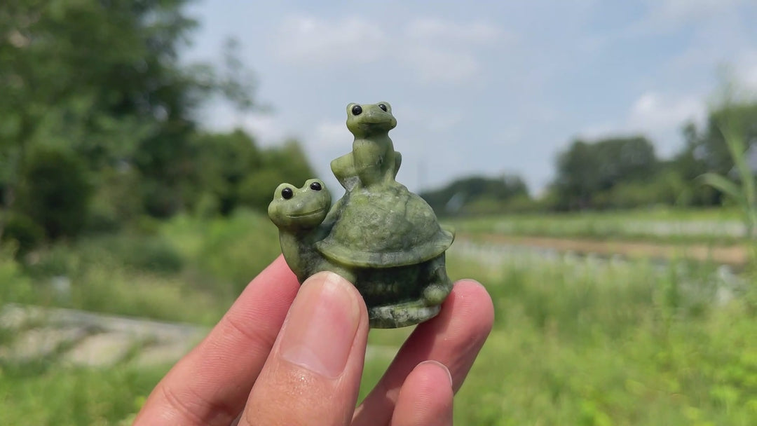 Natural Crystal Serpentine Turtle Frog Carving