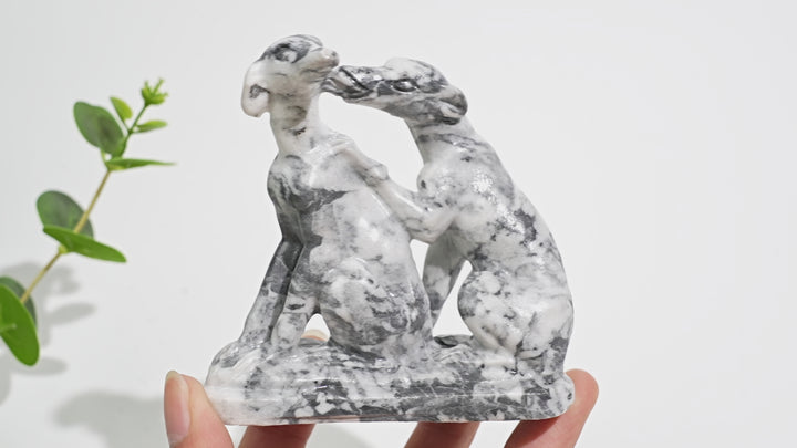 A Slightly Imperfect Natural Crystal Carving Greyhounds